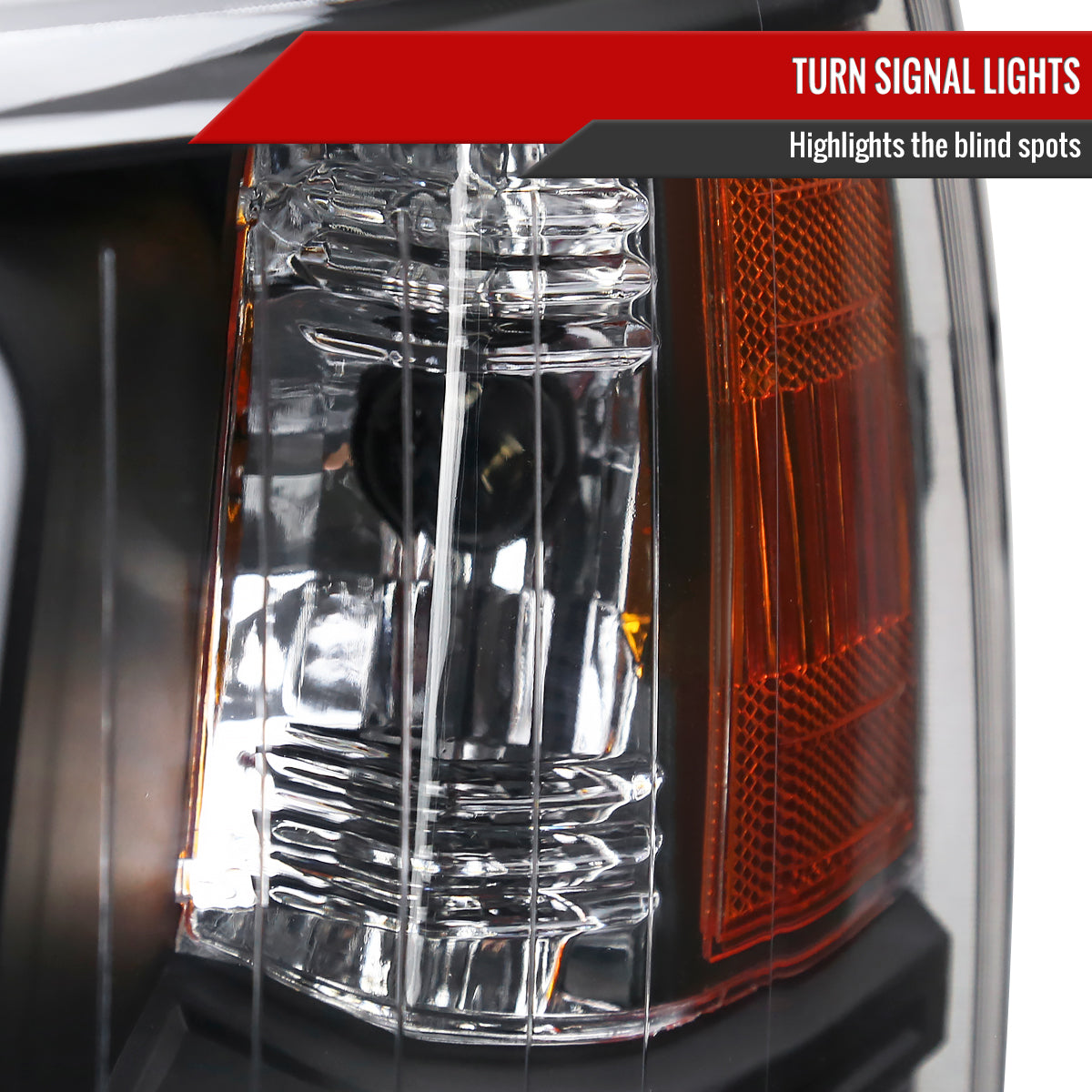 2007-2013 Chevrolet Silverado 1500/ 2007-2014 Silverado 2500HD 3500HD LED Bar Factory Style Headlights w/ Amber Reflector (Matte Black Housing/Clear Lens)