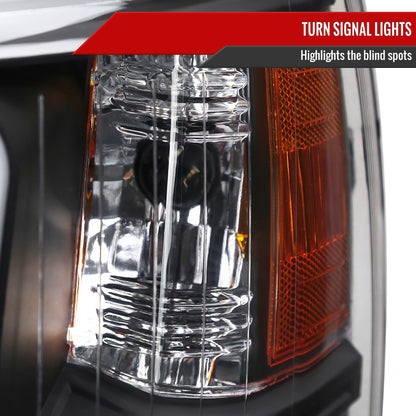 2007-2013 Chevrolet Silverado 1500/ 2007-2014 Silverado 2500HD 3500HD LED Bar Factory Style Headlights w/ Amber Reflector (Matte Black Housing/Clear Lens)