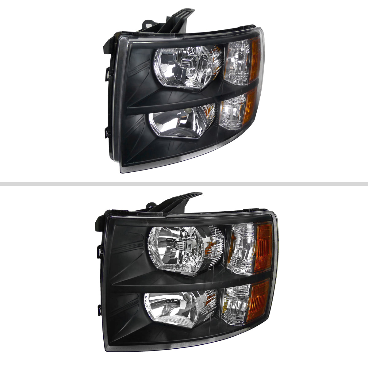 2007-2013 Chevrolet Silverado 1500/ 2007-2014 Silverado 2500HD 3500HD Factory Style Headlights (Matte Black Housing/Clear Lens)