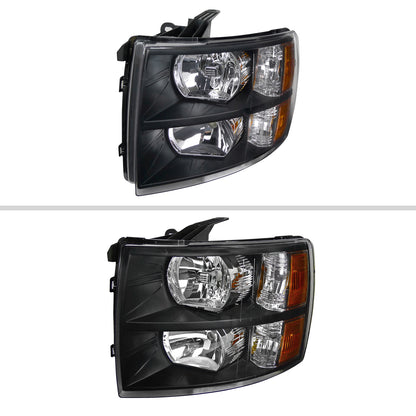 2007-2013 Chevrolet Silverado 1500/ 2007-2014 Silverado 2500HD 3500HD Factory Style Headlights (Matte Black Housing/Clear Lens)