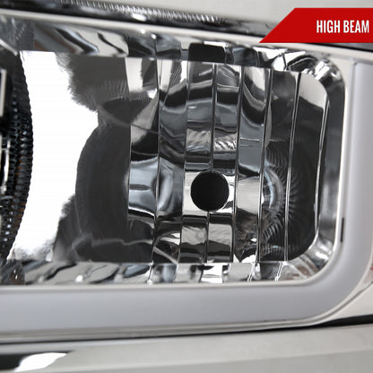 2014-2015 Chevrolet Silverado 1500 LED Bar Factory Style Headlights (Chrome Housing/Clear Lens)