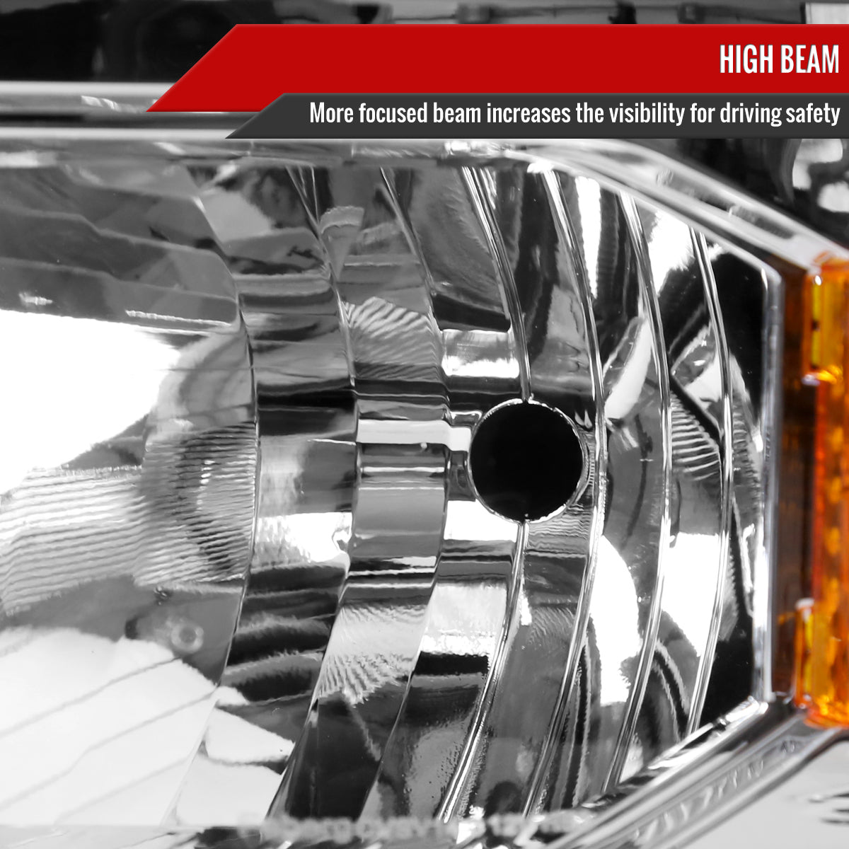 2014-2015 Chevrolet Silverado 1500 Factory Style Headlights w/ Amber Reflectors (Chrome Housing/Clear Lens)