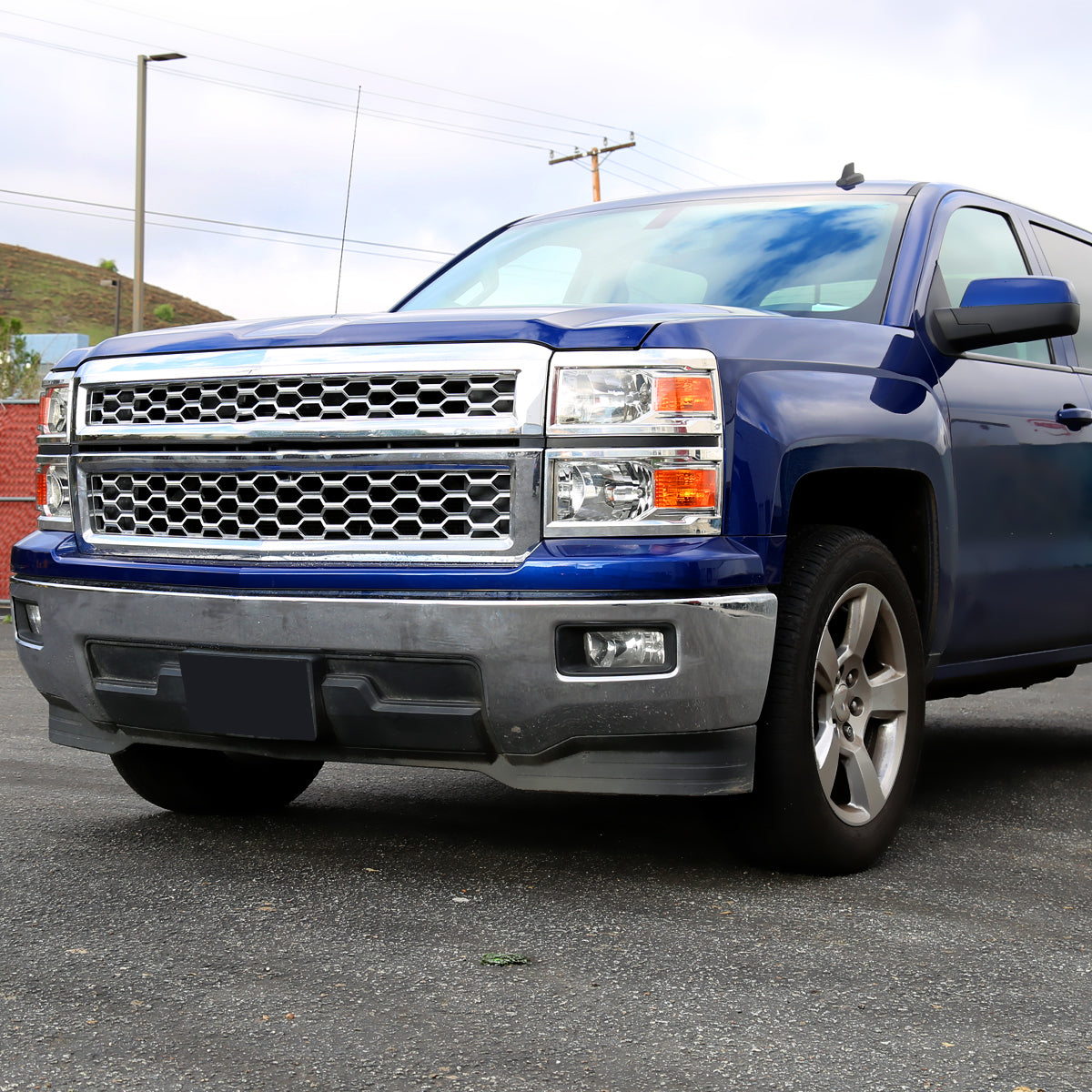 2014-2015 Chevrolet Silverado 1500 Factory Style Headlights w/ Amber Reflectors (Chrome Housing/Clear Lens)