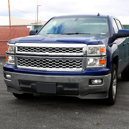 2014-2015 Chevrolet Silverado 1500 Factory Style Headlights w/ Amber Reflectors (Chrome Housing/Clear Lens)