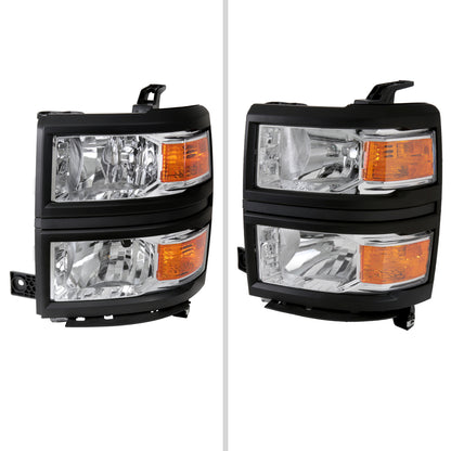2014-2015 Chevrolet Silverado 1500 Factory Style V2 Headlights (Chrome Housing/Clear Lens)