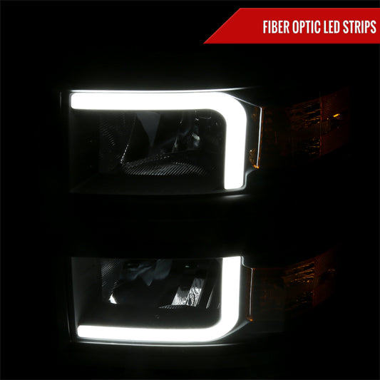 2014-2015 Chevrolet Silverado 1500 LED Bar Factory Style Headlights - Black (Matte Black Housing/Clear Lens)
