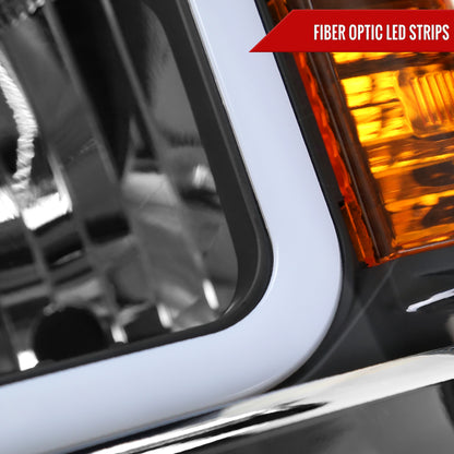 2014-2015 Chevrolet Silverado 1500 LED Bar Factory Style Headlights (Matte Black Housing/Clear Lens)