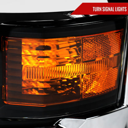 2014-2015 Chevrolet Silverado 1500 LED Bar Factory Style Headlights (Matte Black Housing/Clear Lens)