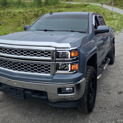2014-2015 Chevrolet Silverado 1500 LED Bar Factory Style Headlights (Matte Black Housing/Clear Lens)