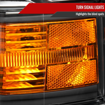 2014-2015 Chevrolet Silverado 1500 Factory Style Headlights w/ Amber Reflectors (Matte Black Housing/Clear Lens)