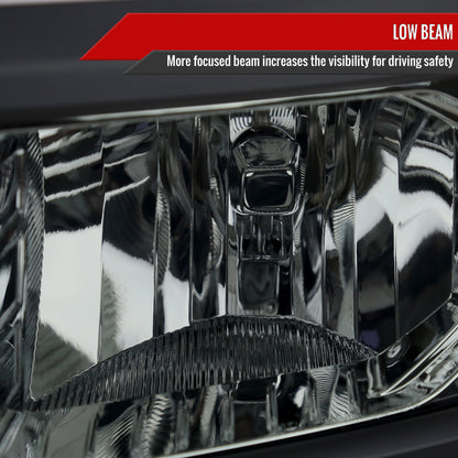 2014-2015 Chevrolet Silverado 1500 Factory Style Headlights w/ Black Trim (Chrome Housing/Light Smoked Lens)