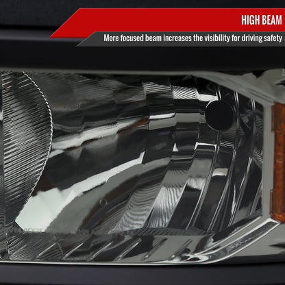 2014-2015 Chevrolet Silverado 1500 Factory Style Headlights w/ Black Trim (Chrome Housing/Light Smoked Lens)