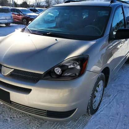 2004-2005 Toyota Sienna Factory Style Headlights w/ Amber Reflector (Matte Black Housing/Clear Lens)