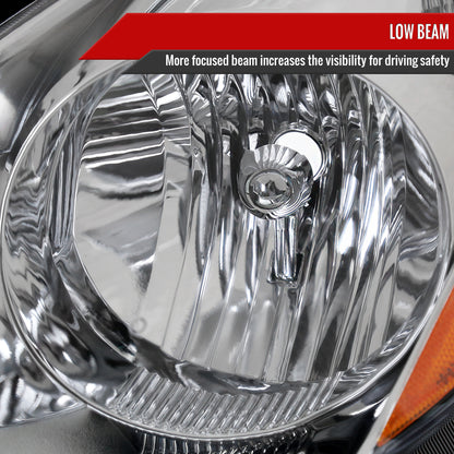 2006-2010 Toyota Sienna Factory Style Headlights w/ Amber Reflector (Chrome Housing/Clear Lens)