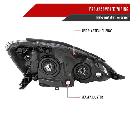 2006-2010 Toyota Sienna Factory Style Headlights w/ Amber Reflector (Chrome Housing/Clear Lens)