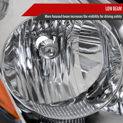 2006-2010 Toyota Sienna Factory Style Passenger/Right Headlight w/ Amber Reflector (Chrome Housing/Clear Lens)