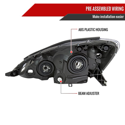 2006-2010 Toyota Sienna Factory Style Passenger/Right Headlight w/ Amber Reflector (Chrome Housing/Clear Lens)