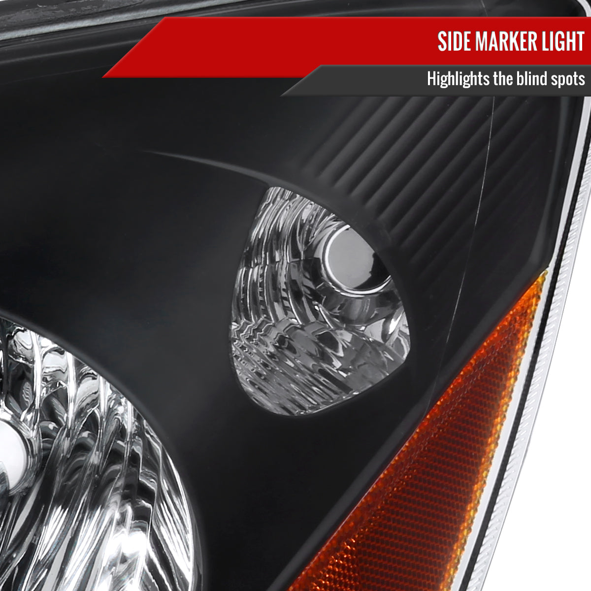 2006-2010 Toyota Sienna Factory Style Headlights w/ Amber Reflector (Matte Black Housing/Clear Lens)