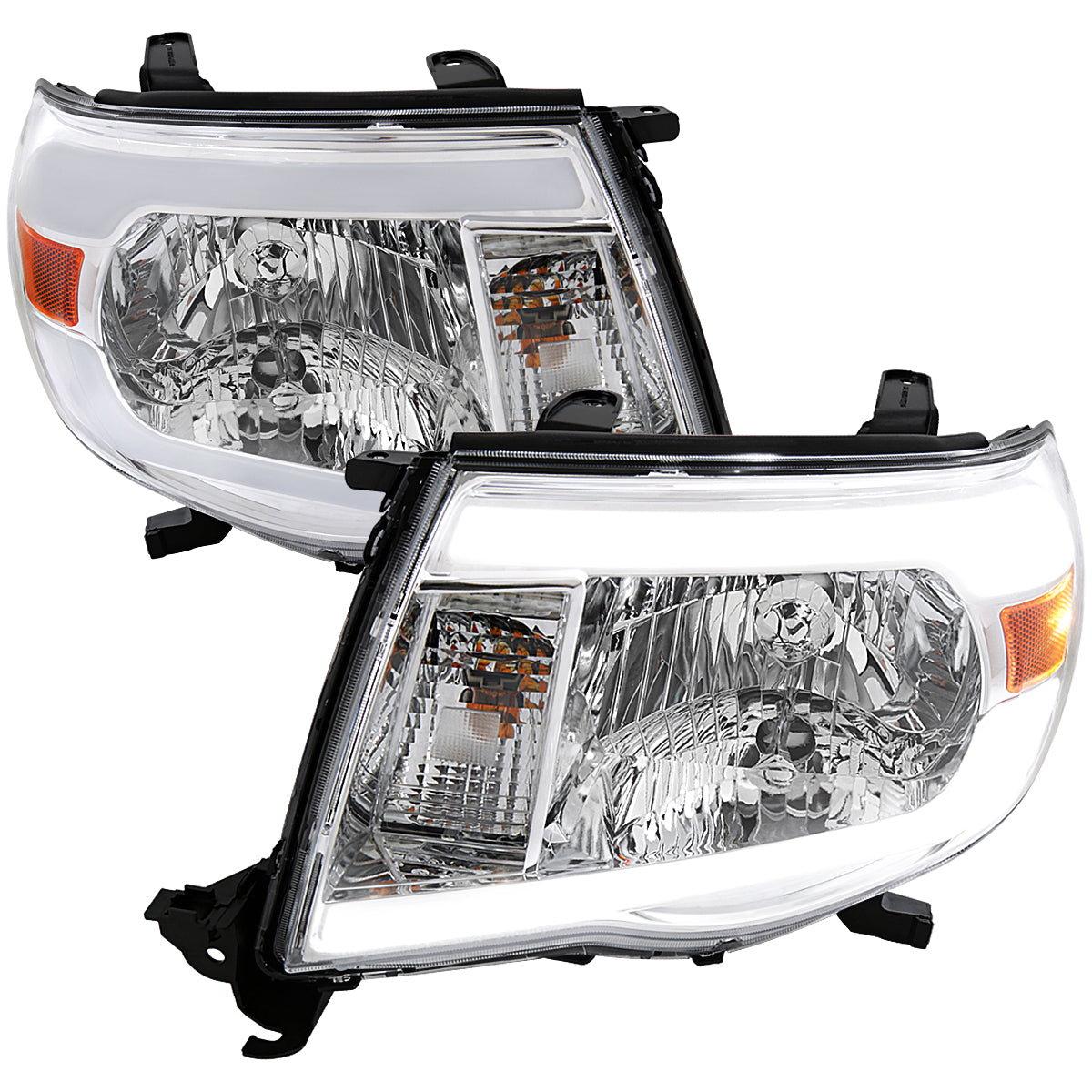 2005-2011 Toyota Tacoma LED Bar Factory Style Headlights (Chrome Housing/Clear Lens)