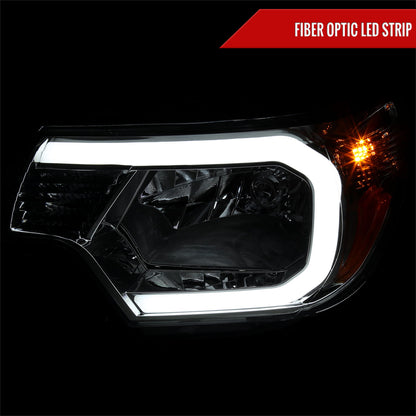 2012-2015 Toyota Tacoma LED Bar Factory Style Headlights with Amber Reflector (Chrome Housing/Clear Lens)