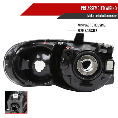 2005-2007 Chrysler Town & Country Factory Style Replacement Headlights (Chrome Housing/Clear Lens)