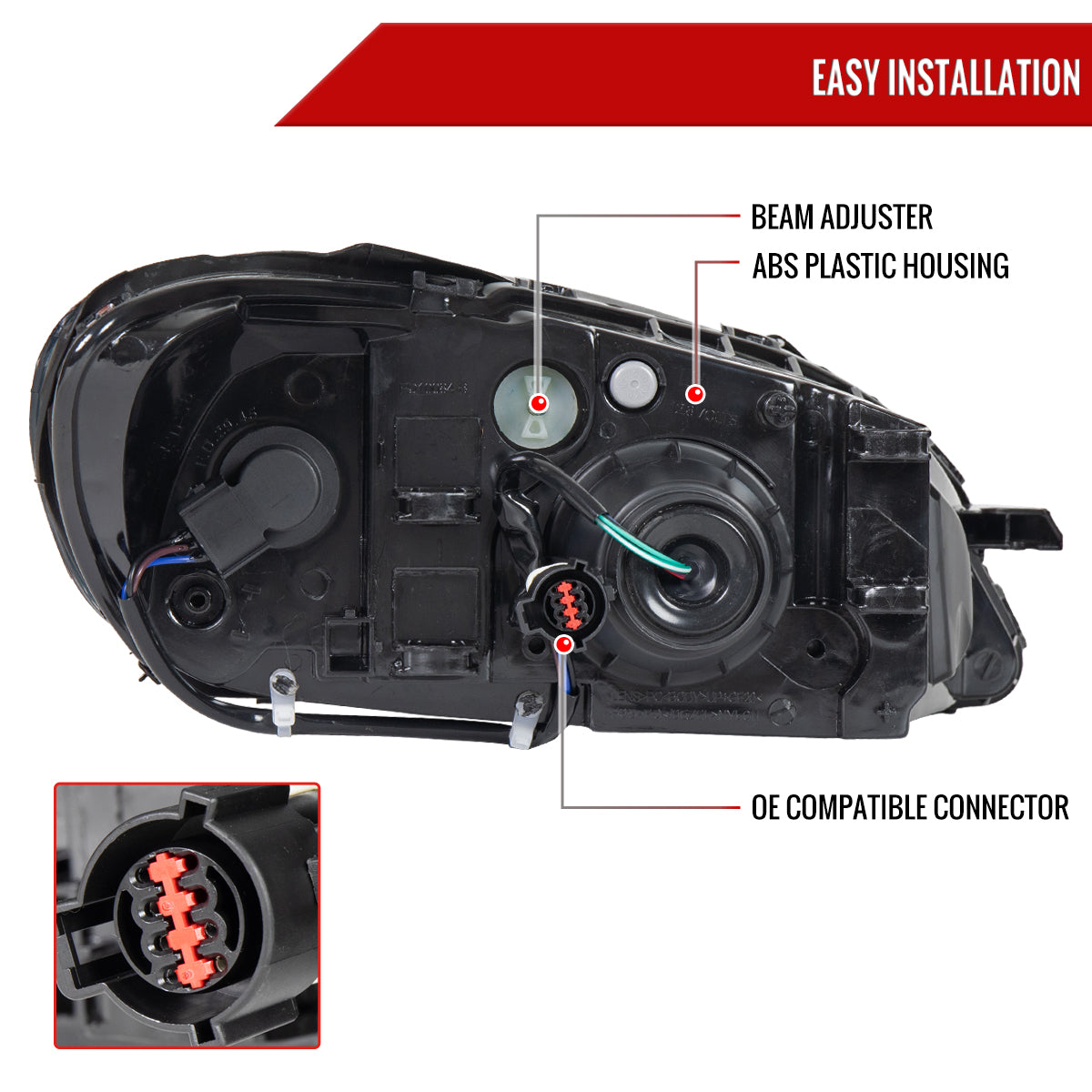 2000-2007 Ford Taurus Factory Style Headlights (Black Housing / Clear Lens)