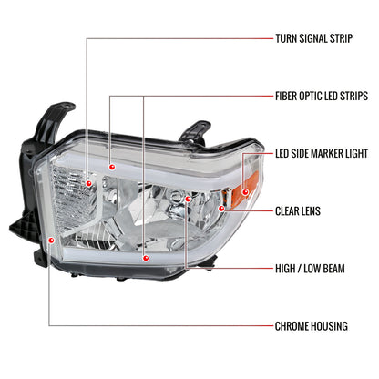 2014-2021 Toyota Tundra LED Bar Factory Style Headlights (Chrome Housing/Clear Lens)