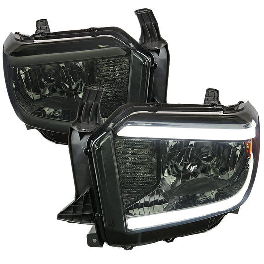 2014-2021 Toyota Tundra LED Bar Factory Style Headlights (Chrome Housing/Smoked Lens)
