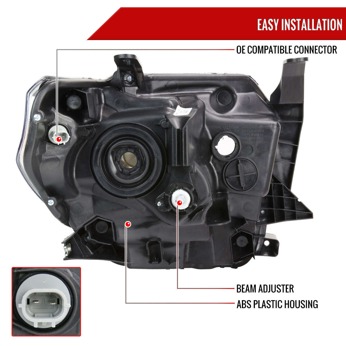 2014-2021 Toyota Tundra LED Bar Factory Style Headlights (Matte Black Housing/Clear Lens)
