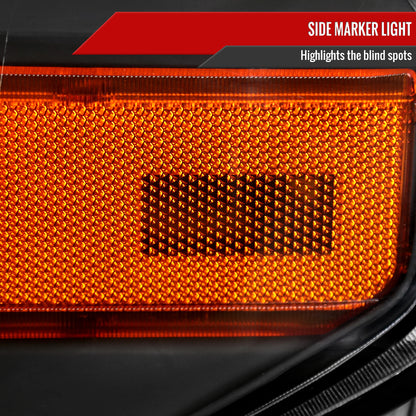 2014-2021 Toyota Tundra Factory Style Crystal Headlights w/ Amber Reflectors (Matte Black Housing/Clear Lens)
