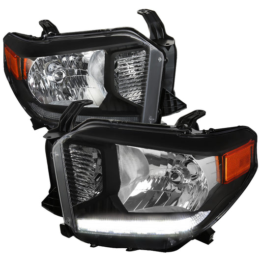 2014-2021 Toyota Tundra Factory Style Headlights w/ LED Light Strip (Matte Black Housing/Clear Lens)