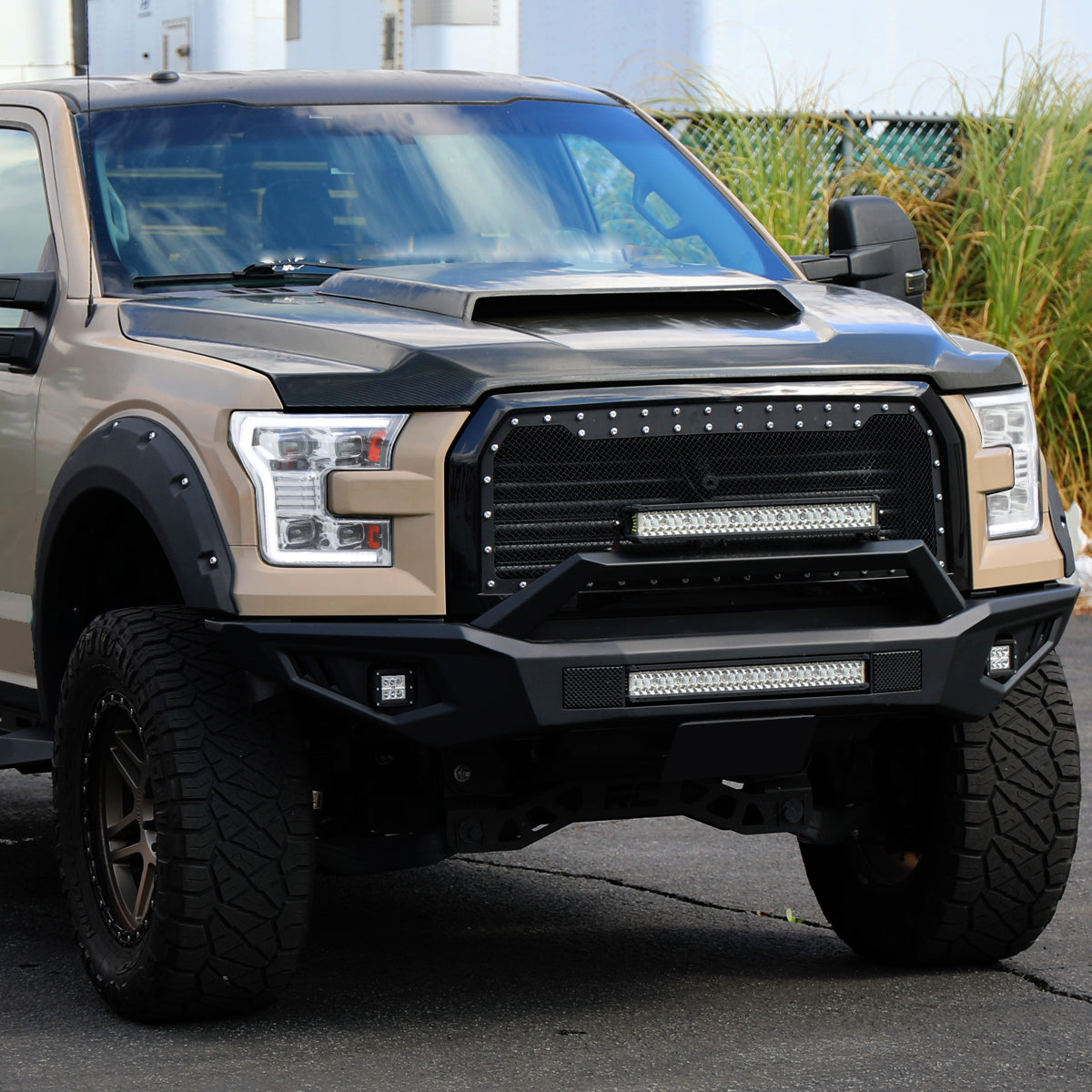 2015-2017 Ford F-150 LED Projector Headlights w/ Switchback LED Sequential Turn Signals DRL Parking Light Strip (Chrome Housing / Clear Lens)