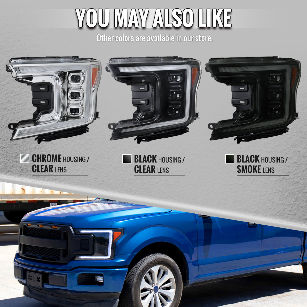 2018-2020 Ford F-150 Full LED Projector Headlights w/ Switchback LED Sequential Turn Signals DRL (Black Housing / Smoked Lens)