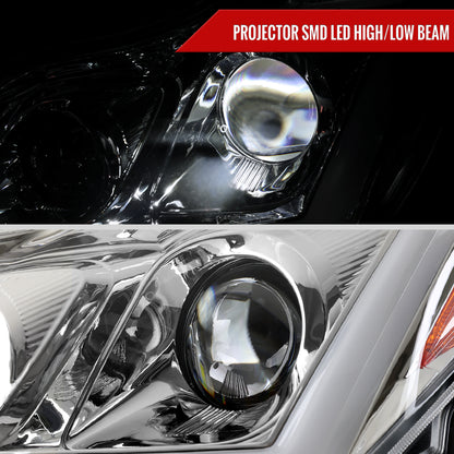 2008-2013 Infiniti G37/2014-2015 Q60 Coupe/Convertible Sequential Switchback LED Turn Signal Full LED Projector Headlights (Chrome Housing / Clear Lens)