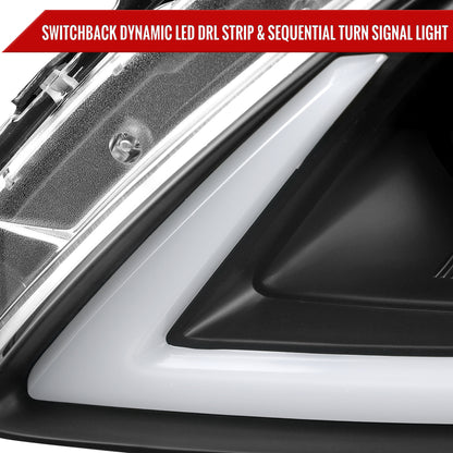 2008-2013 Infiniti G37/2014-2015 Q60 Coupe/Convertible Sequential Switchback LED Turn Signal Full LED Projector Headlights (Matte Black Housing / Clear Lens)