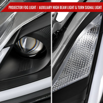 2008-2013 Infiniti G37/2014-2015 Q60 Coupe/Convertible Sequential Switchback LED Turn Signal Full LED Projector Headlights (Matte Black Housing / Clear Lens)