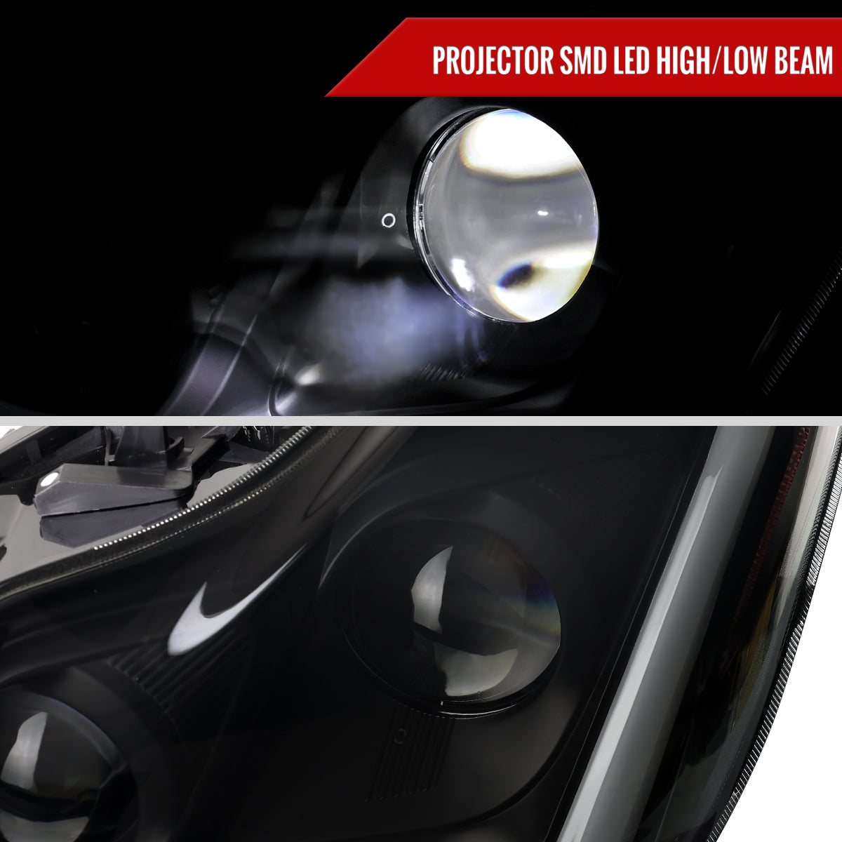 2008-2013 Infiniti G37/2014-2015 Q60 Coupe/Convertible Sequential Switchback LED Turn Signal Full LED Projector Headlights (Matte Black Housing / Smoked Lens)