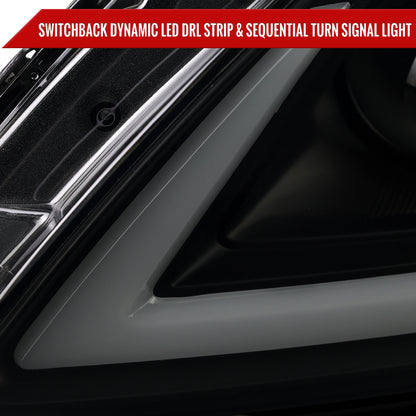 2008-2013 Infiniti G37/2014-2015 Q60 Coupe/Convertible Sequential Switchback LED Turn Signal Full LED Projector Headlights (Matte Black Housing / Smoked Lens)