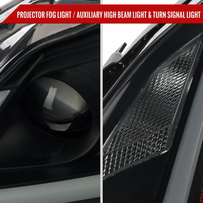 2008-2013 Infiniti G37/2014-2015 Q60 Coupe/Convertible Sequential Switchback LED Turn Signal Full LED Projector Headlights (Matte Black Housing / Smoked Lens)