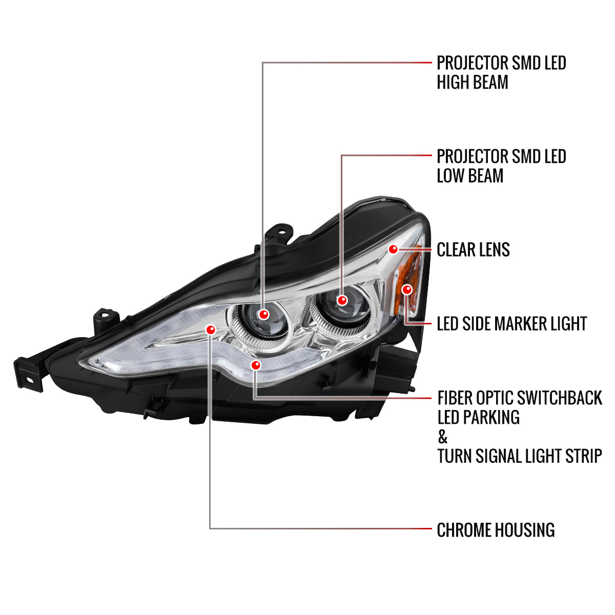 2014-2016 Lexus IS250 IS350 Full LED Project healight (Chrome Housing / Clear lens)