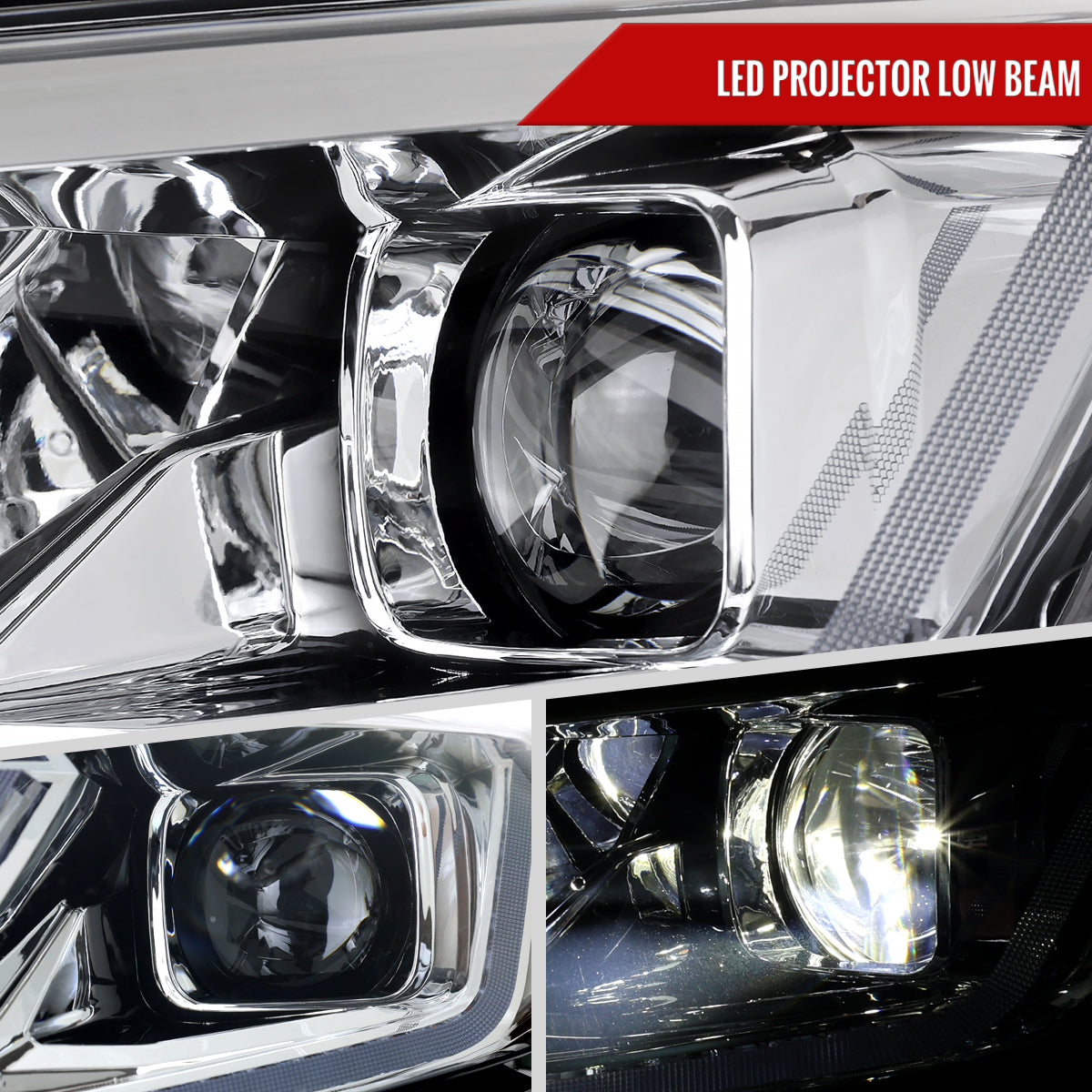 2019-2024 Chevrolet Malibu Full LED Projector Headlights Switchback Sequential Turn Signal (Chrome Housing/Clear Lens)