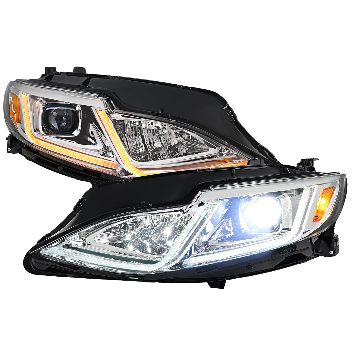 2019-2024 Chevrolet Malibu Full LED Projector Headlights Switchback Sequential Turn Signal (Chrome Housing/Clear Lens)