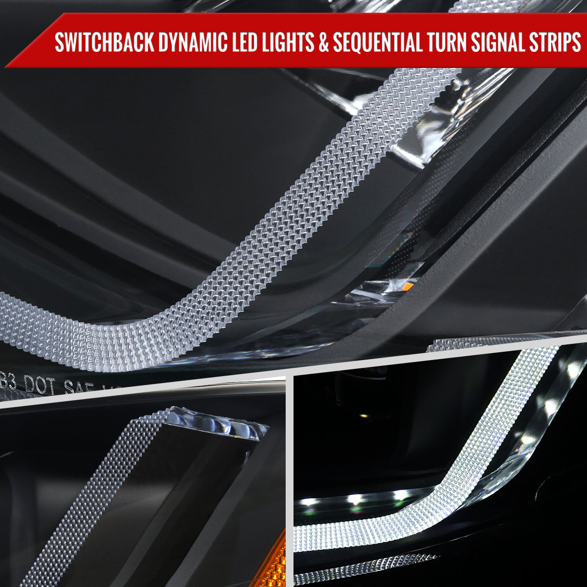 2019-2024 Chevrolet Malibu Full LED Projector Headlights Switchback Sequential Turn Signal (Matte Black Housing/Clear Lens)