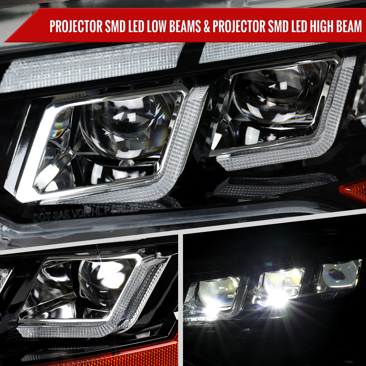 2018â€“2023 Ford Mustang Full LED Projector Headlights Switchback Sequential with Start-Up Animation (Glossy Black Housing / Clear Lens)