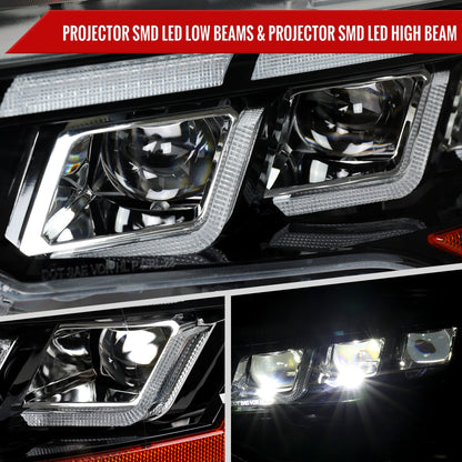2018â€“2023 Ford Mustang Full LED Projector Headlights Switchback Sequential with Start-Up Animation (Glossy Black Housing / Clear Lens)