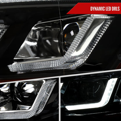 2018â€“2023 Ford Mustang Full LED Projector Headlights Switchback Sequential with Start-Up Animation (Glossy Black Housing / Clear Lens)