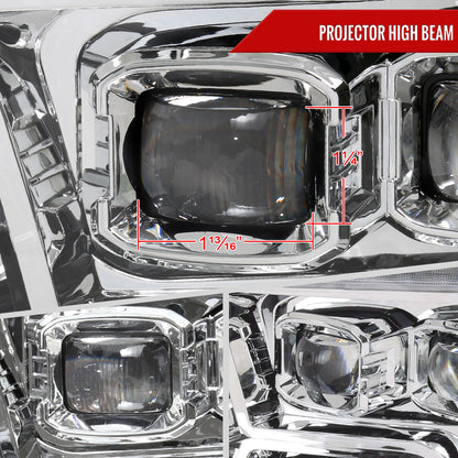 2009-2018 Dodge RAM 1500 / 2019 RAM Classic / 2010-2018 RAM 2500 3500 Switchback Sequential Full LED Projector Headlights (Chrome Housing/Clear Lens)