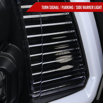 2009-2018 Dodge RAM 1500 / 2019 RAM Classic / 2010-2018 RAM 2500 3500 LED Bar Sequential Turn Signal Projector Headlights (Matte Black Housing / Clear Lens)
