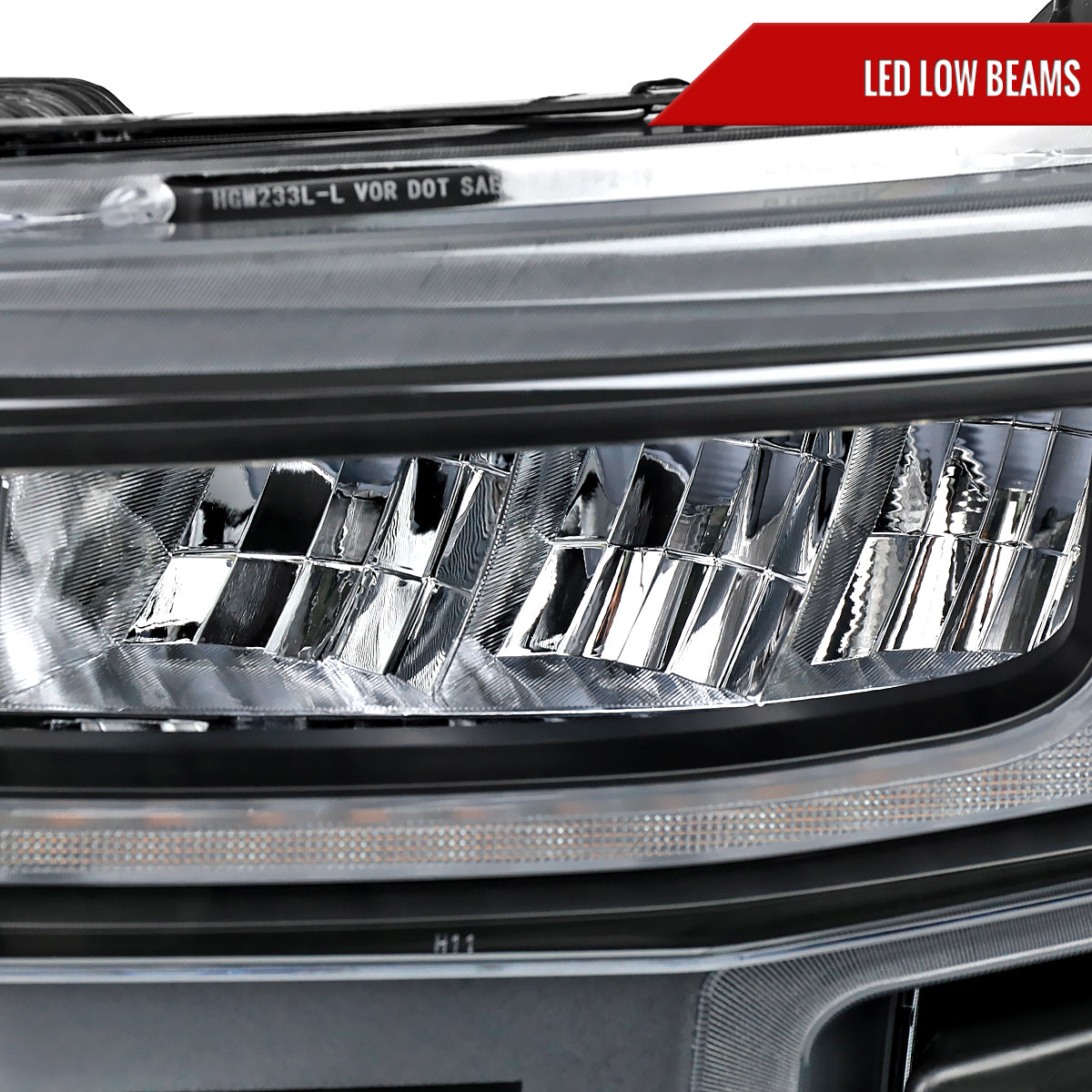 2019-2021 Chevrolet Silverado 1500 Full LED Projector Headlights with Sequential LED Turn Signal (Matte Black Housing/Clear Lens)