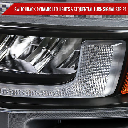 2019-2021 Chevrolet Silverado 1500 Full LED Projector Headlights with Sequential LED Turn Signal (Matte Black Housing/Clear Lens)
